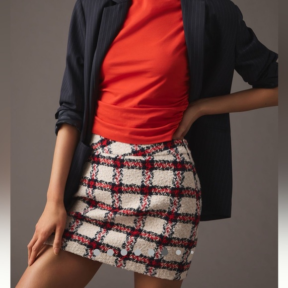 Anthropologie Endless Rose plaid tweed mini skirt - Picture 7 of 11
